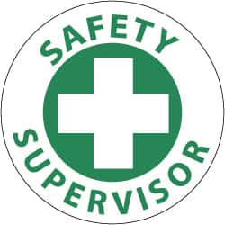 NMC - Safety Supervisor, Hard Hat Label - Green on White, 2" Thick, For Accident Prevention - Americas Industrial Supply