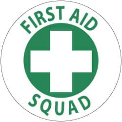 NMC - First Aid Squad, Hard Hat Label - Green on White, 2" Thick, For Accident Prevention - Americas Industrial Supply