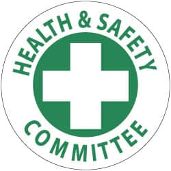 NMC - Health & Safety Committee, Hard Hat Label - Green on White, 2" Thick, For Accident Prevention - Americas Industrial Supply