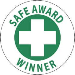 NMC - Safety Award Winner, Hard Hat Label - Green on White, 2" Thick, For Accident Prevention - Americas Industrial Supply