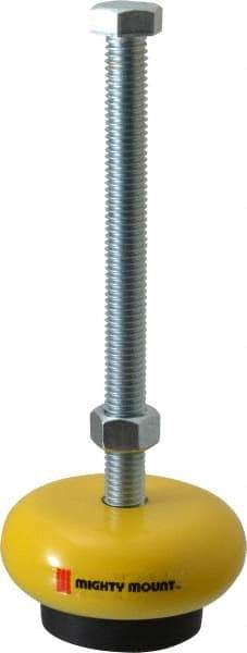 Gibraltar - 500 Lb Capacity, 1/2-13 Thread, Zinc Stud, Machine Socket Mount Leveling Mount - 6" Stud Length, 3" Base Diam, Elastomer Pad - Americas Industrial Supply