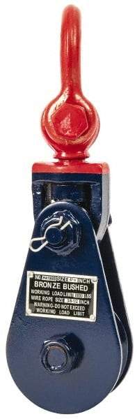 Value Collection - 8, 800 Lbs. Load Limit, Side Release Snatch Block - Single Sheave, 4-1/2 Inch Outside Diameter, Wire Rope, 3/8 Inch Diameter, Steel - Americas Industrial Supply