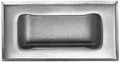 Made in USA - 4" Overall Width x 2" Overall Height, 0.63" Recess Depth, Satin Recessed Pull - Stainless Steel, 1.4" Recess Height, 3.19" Recess Width, 3.62" Center to Center - Americas Industrial Supply