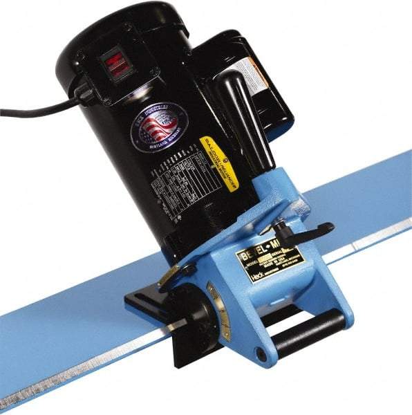 Heck Industries - 15 to 45° Bevel Angle, 3/8 Inch Bevel Capacity, 0.5 hp, Electric Beveler - 110 Volts, 1/8 Inch Min Workpiece Thickness - Americas Industrial Supply