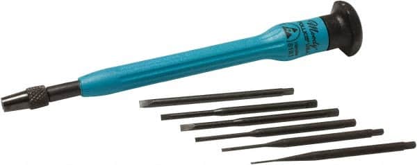 Moody Tools - 7 Piece Slotted Screwdriver Set - Round Shank, Single Handle, Blade Sizes: Width 0.025, 0.04, 0.055, 0.07, 0.08 & 0.1 - Americas Industrial Supply