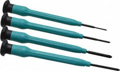 Moody Tools - 4 Piece JIS & Phillips Screwdriver Set - Round Shank, Multi Handle, Bit Sizes: Philips JIS: #000 to #00, Phillips: #0 to #1 - Americas Industrial Supply