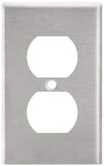 Leviton - 1 Gang, 4-1/2 Inch Long x 2-3/4 Inch Wide, Standard Outlet Wall Plate - Duplex Outlet, Metallic, Stainless Steel - Americas Industrial Supply