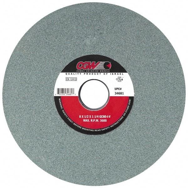 Camel Grinding Wheels - 7" Diam x 1-1/4" Hole x 1" Thick, I Hardness, 100 Grit Surface Grinding Wheel - Silicon Carbide, Type 5, Fine Grade, 3,760 Max RPM, Vitrified Bond, One-Side Recess - Americas Industrial Supply