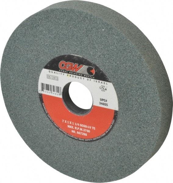 Camel Grinding Wheels - 7" Diam x 1-1/4" Hole x 1" Thick, I Hardness, 60 Grit Surface Grinding Wheel - Silicon Carbide, Type 5, Medium Grade, 3,760 Max RPM, Vitrified Bond, One-Side Recess - Americas Industrial Supply