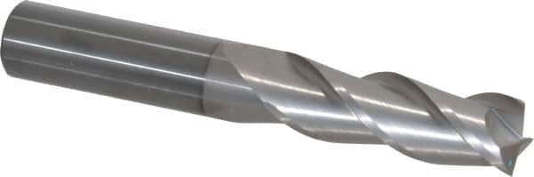 SGS - 3/4", 2-1/4" LOC, 3/4" Shank Diam, 5" OAL, 3 Flute, Solid Carbide Square End Mill - Single End, TiB2 Finish, Spiral Flute, 38° Helix, Right Hand Cut, Right Hand Flute, Series 43 - Americas Industrial Supply