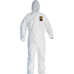 KleenGuard - Size M SMS General Purpose Coveralls - White, Zipper Closure, Elastic Cuffs, Elastic Ankles, Serged Seams - Americas Industrial Supply