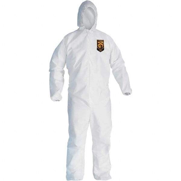 KleenGuard - Size 3XL SMS General Purpose Coveralls - White, Zipper Closure, Elastic Cuffs, Elastic Ankles, Serged Seams - Americas Industrial Supply