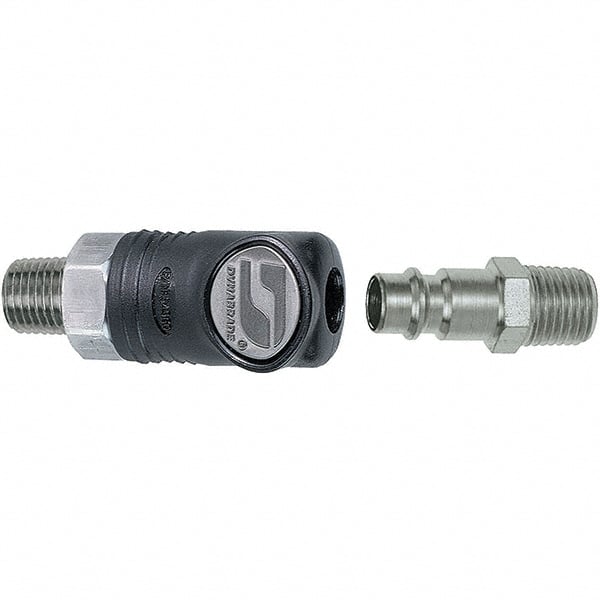 Dynabrade - 2 Piece 1/4" Body 1/4 NPT 150 psi Composite Industrial Pneumatic Coupling Plug Set - Americas Industrial Supply