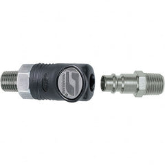 Dynabrade - 2 Piece 1/4" Body 1/4 NPT 150 psi Composite Industrial Pneumatic Coupling Plug Set - Americas Industrial Supply