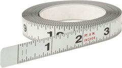 Starrett - 12 Ft. Long x 1/2 Inch Wide, 1/32 and 1/16 Inch Graduation, White, Steel Adhesive Tape Measure - Americas Industrial Supply