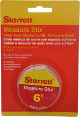 Starrett - 6 Ft. Long x 3/4 Inch Wide, 1/32 and 1/16 Inch Graduation, White, Steel Adhesive Tape Measure - Americas Industrial Supply