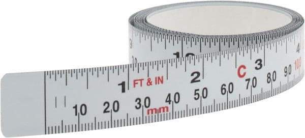 Starrett - 6 Ft. Long x 3/4 Inch Wide, 1/16 Inch Graduation, White, Steel Adhesive Tape Measure - Americas Industrial Supply