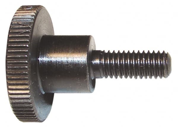 Morton Machine Works - M4x0.70 Knurled Shoulder Grade C-1018 Steel Thumb Screw - 34.5mm OAL, 16mm Head Diam x 3.5mm Head Height - Americas Industrial Supply