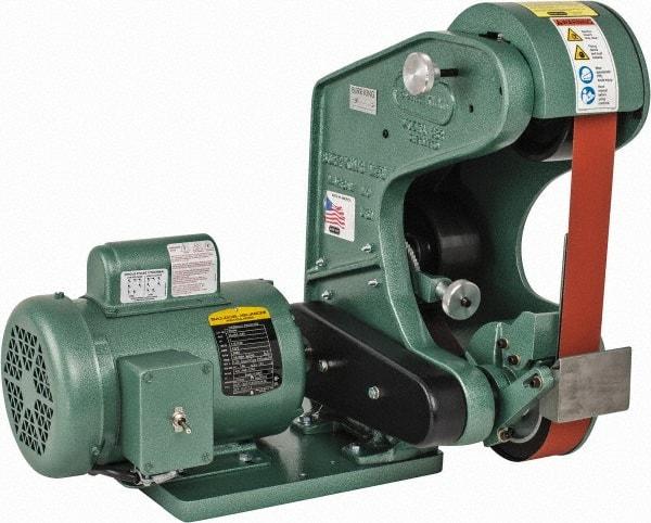 Burr King - 48 Inch Long x 2 Inch Wide Belt Grinder - 1 hp, 120 Volts, Vertical Belt, 6,000 Ft. per Min Belt Speed - Americas Industrial Supply