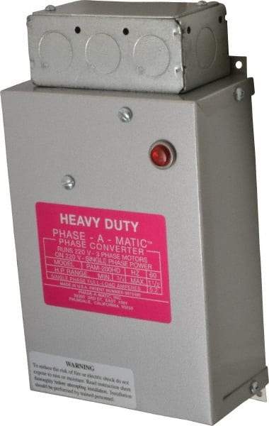 Made in USA - 3/4 to 1-1/2 hp Static Phase Converter - Americas Industrial Supply