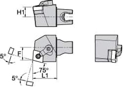 Kennametal - Right Hand Cut, Size KM25, CN.. Insert Compatiblity, External Modular Turning & Profiling Cutting Unit Head - 16mm Ctr to Cutting Edge, 30mm Head Length, Through Coolant, Series Kenloc - Americas Industrial Supply