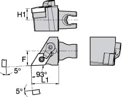 Kennametal - Right Hand Cut, Size KM25, DN.. Insert Compatiblity, External Modular Turning & Profiling Cutting Unit Head - 16mm Ctr to Cutting Edge, 30mm Head Length, Through Coolant, Series Kenloc - Americas Industrial Supply