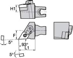 Kennametal - Right Hand Cut, Size KM25, DN.. Insert Compatiblity, External Modular Turning & Profiling Cutting Unit Head - 16mm Ctr to Cutting Edge, 30mm Head Length, Through Coolant, Series Kenloc - Americas Industrial Supply