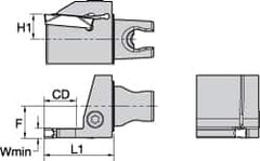 Kennametal - A4..03.. Insert, 30mm Head Length, 3mm Min Groove Width, Modular Grooving Cutting Unit Head - Right Hand Cut, System Size KM25, Series A4 - Americas Industrial Supply