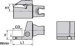 Kennametal - A4..04.. Insert, 30mm Head Length, 4mm Min Groove Width, Modular Grooving Cutting Unit Head - Left Hand Cut, System Size KM25, Series A4 - Americas Industrial Supply