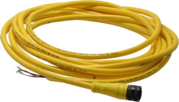 Brad Harrison - 4 Amp, 1/2-20 UNF Female Straight to Pigtail Cordset Sensor and Receptacle - 250 VAC/VDC, 3.70m Cable Length, IP67 Ingress Rating - Americas Industrial Supply