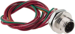 Brad Harrison - 4 Amp, 1/2-20 UNF Male Straight Receptacle - 250 VAC/VDC, 0.31m Cable Length, IP67 Ingress Rating - Americas Industrial Supply