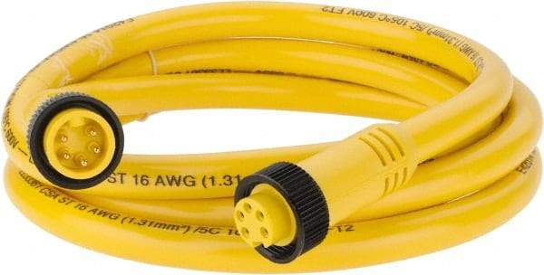 Brad Harrison - 8 Amp, Female Straight, Male Straight Cordset Sensor and Receptacle - 600 Volt, 1.83m Cable Length, IP67 Ingress Rating - Americas Industrial Supply