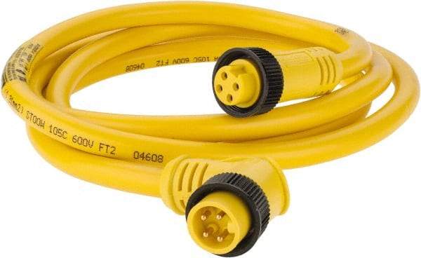 Brad Harrison - 10 Amp, Female 90° to Male 90° Cordset Sensor and Receptacle - 600 VAC/VDC, 6 Ft. Long Cable, IP68 Ingress Rating - Americas Industrial Supply