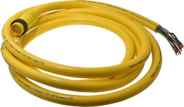 Brad Harrison - 5 Amp, Male Straight to Pigtail Cordset Sensor and Receptacle - 600 Volt, 3.66m Cable Length, IP67 Ingress Rating - Americas Industrial Supply