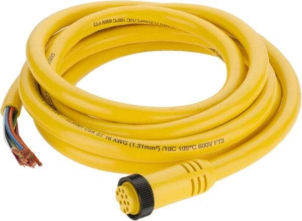 Brad Harrison - 7 Amp, Female Straight to Pigtail Cordset Sensor and Receptacle - 600 Volt, 3.66m Cable Length, IP67 Ingress Rating - Americas Industrial Supply