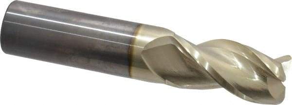 Accupro - 3/4", 3 Flute, Single End, Solid Carbide, 0.03" Corner Radius End Mill - 5" OAL, 37° Helix, Right Hand Flute, 1" LOC, Right Hand Cut - Americas Industrial Supply