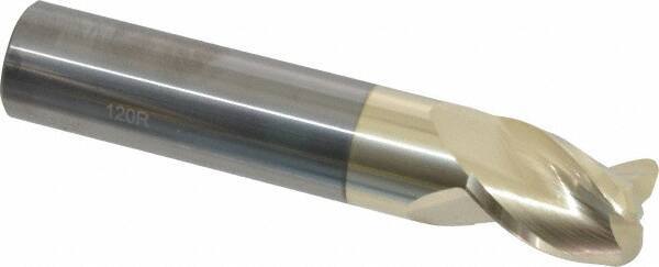 Accupro - 3/4", 3 Flute, Single End, Solid Carbide, 0.12" Corner Radius End Mill - 4" OAL, 37° Helix, Right Hand Flute, 1" LOC, Right Hand Cut - Americas Industrial Supply