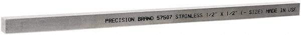 Value Collection - 12" Long x 1/2" High x 1/2" Wide, Plain Key Stock - Stainless Steel - Americas Industrial Supply