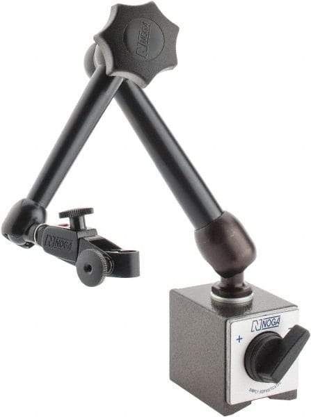 Noga - 175 Lb Magnetic Force, Fine Adjustment Indicator Positioner & Holder with Base - Articulated Arm, Rectangular Base, 55mm Base Height, 60mm Base Length, 50mm Base Width - Americas Industrial Supply
