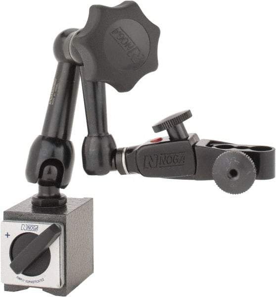 Noga - 70 Lb Magnetic Force, Fine Adjustment Indicator Positioner & Holder with Base - Articulated Arm, Rectangular Base, 35mm Base Height, 40mm Base Length, 30mm Base Width - Americas Industrial Supply