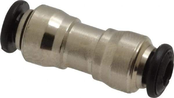 Alpha Technologies - 4mm Outside Diam, Nickel Plated Brass Push-to-Connect Tube Union - 250 Max psi, Tube to Tube Connection, Buna O-Ring - Americas Industrial Supply