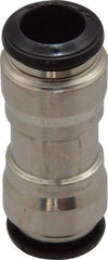 Alpha Technologies - 8mm Outside Diam, Nickel Plated Brass Push-to-Connect Tube Union - 250 Max psi, Tube to Tube Connection, Buna O-Ring - Americas Industrial Supply