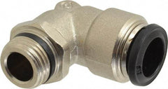 Alpha Technologies - 12mm Outside Diam, 3/8 Universal, Nickel Plated Brass Push-to-Connect Tube Male Swivel Elbow - 250 Max psi, Tube to Universal Thread Connection, Buna O-Ring - Americas Industrial Supply