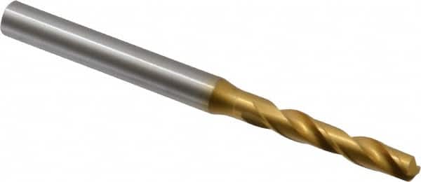 OSG - #10 130° Spiral Flute Cobalt Screw Machine Drill Bit - TiN Finish, Right Hand Cut, 1-3/16" Flute Length, 3" OAL, Standard Point, Straight Shank - Americas Industrial Supply