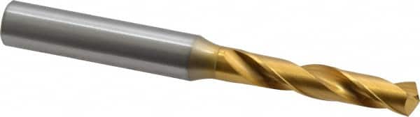 OSG - 0.277" 130° Spiral Flute Cobalt Screw Machine Drill Bit - TiN Finish, Right Hand Cut, 1-1/2" Flute Length, 3-5/16" OAL, Standard Point, Straight Shank - Americas Industrial Supply