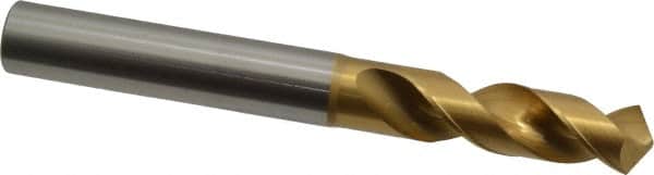 OSG - 11.50112mm 120° Spiral Flute Vanadium High Speed Steel Screw Machine Drill Bit - TiN Finish, Right Hand Cut, 47mm Flute Length, 104mm OAL, Faceted Point, Straight Shank - Americas Industrial Supply