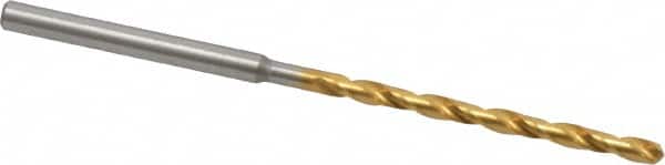 OSG - #40 130° Cobalt Jobber Drill - TiN Finish, Right Hand Cut, Spiral Flute, Straight Shank, 2-5/8" OAL, Standard Point - Americas Industrial Supply