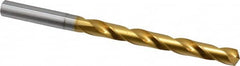 OSG - Letter U 130° Cobalt Jobber Drill - TiN Finish, Right Hand Cut, Spiral Flute, Straight Shank, 5-7/16" OAL, Standard Point - Americas Industrial Supply