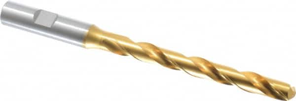 OSG - Letter V 130° Cobalt Jobber Drill - TiN Finish, Right Hand Cut, Spiral Flute, Straight Shank, 5-23/32" OAL, Standard Point - Americas Industrial Supply