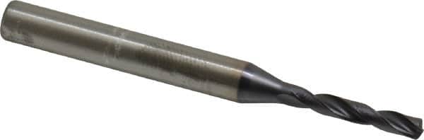 Kennametal - 3.0988mm 140° Spiral Flute Solid Carbide Screw Machine Drill Bit - Right Hand Cut, 20mm Flute Length, 62mm OAL, Standard Point, Straight Shank - Americas Industrial Supply